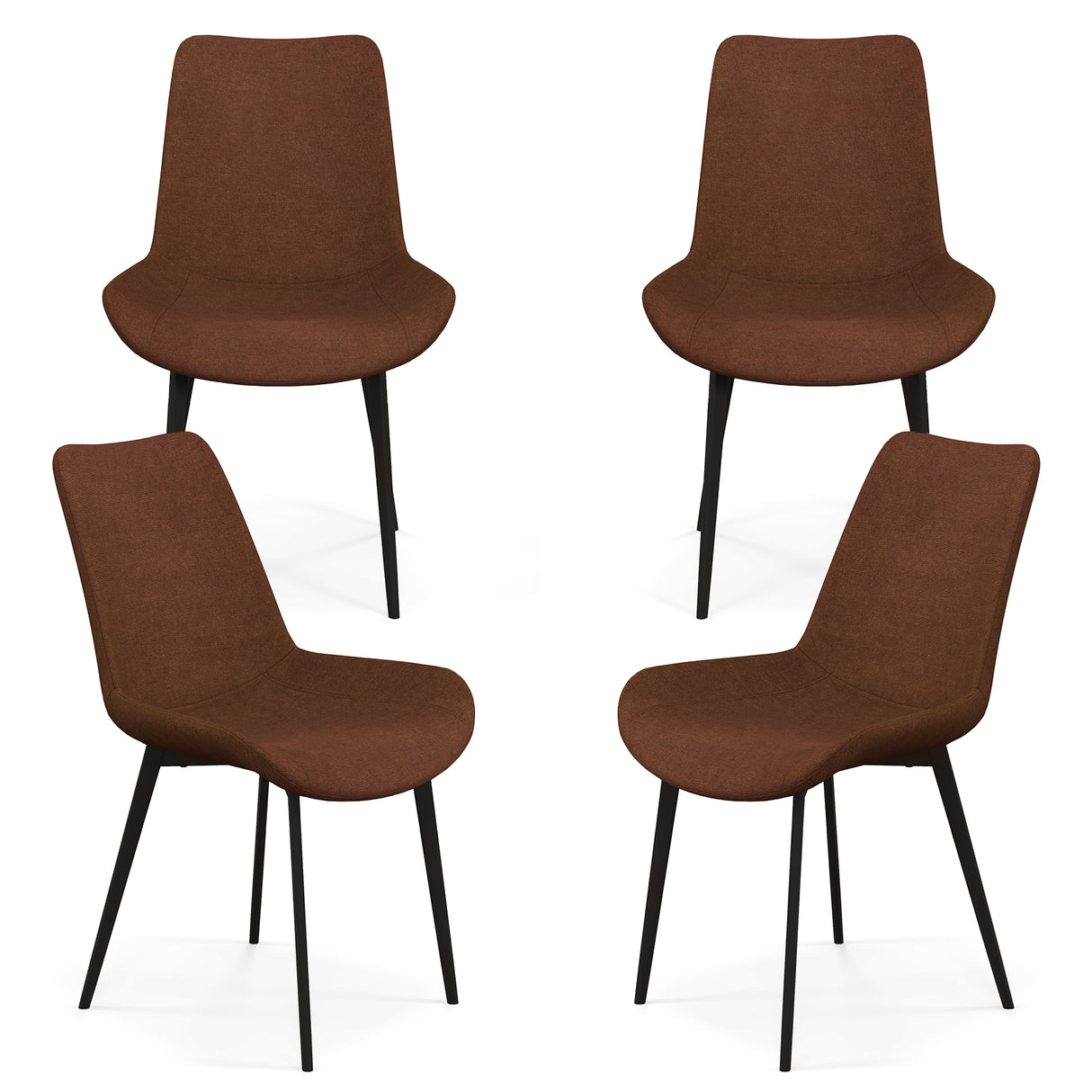 Set of 4 Dining Chair Upholstered with Metal Legs and Padded Backs