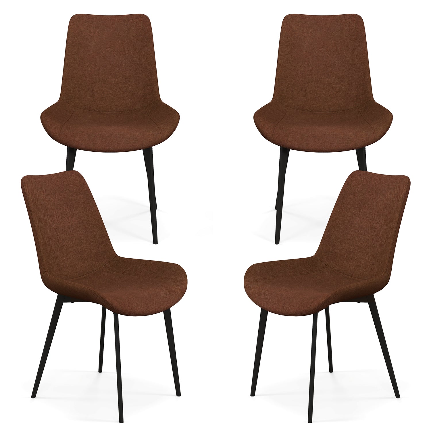 Set of 4 Dining Chair Upholstered with Metal Legs and Padded Backs