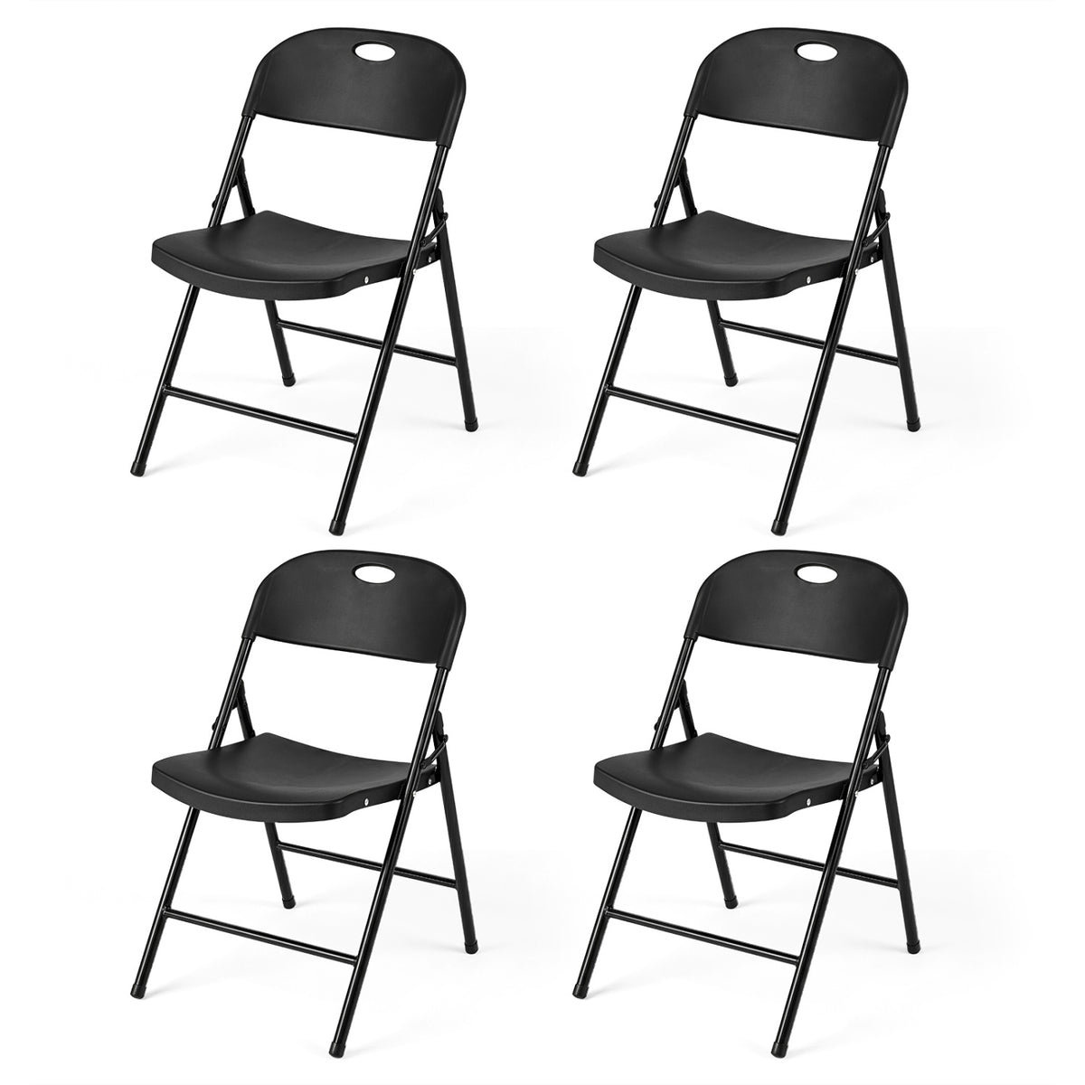 Set of 4 Foldable Plastic Chairs with Ergonomic Backrest