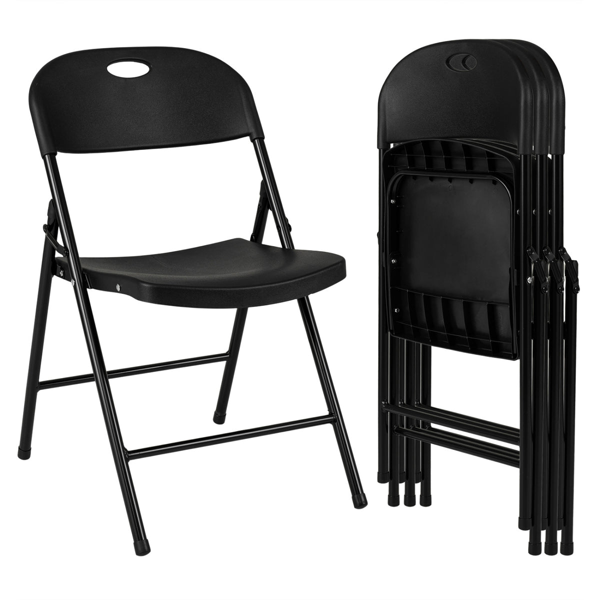 Set of 4 Foldable Plastic Chairs with Ergonomic Backrest