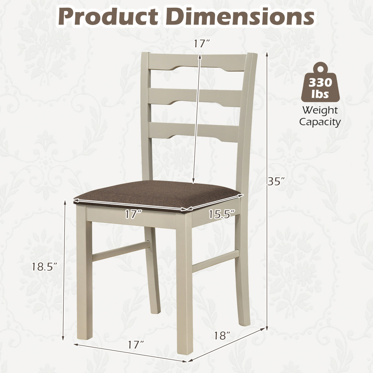 Set of 4 Linen Style Upholstered Dining Chairs with Wood Frames-White