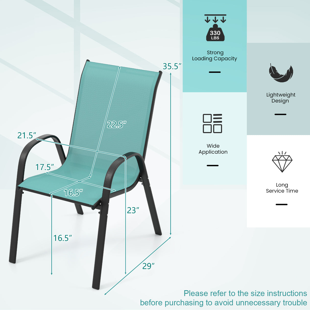 4 Pieces Stackable Patio Dining Chairs Set with Armrest