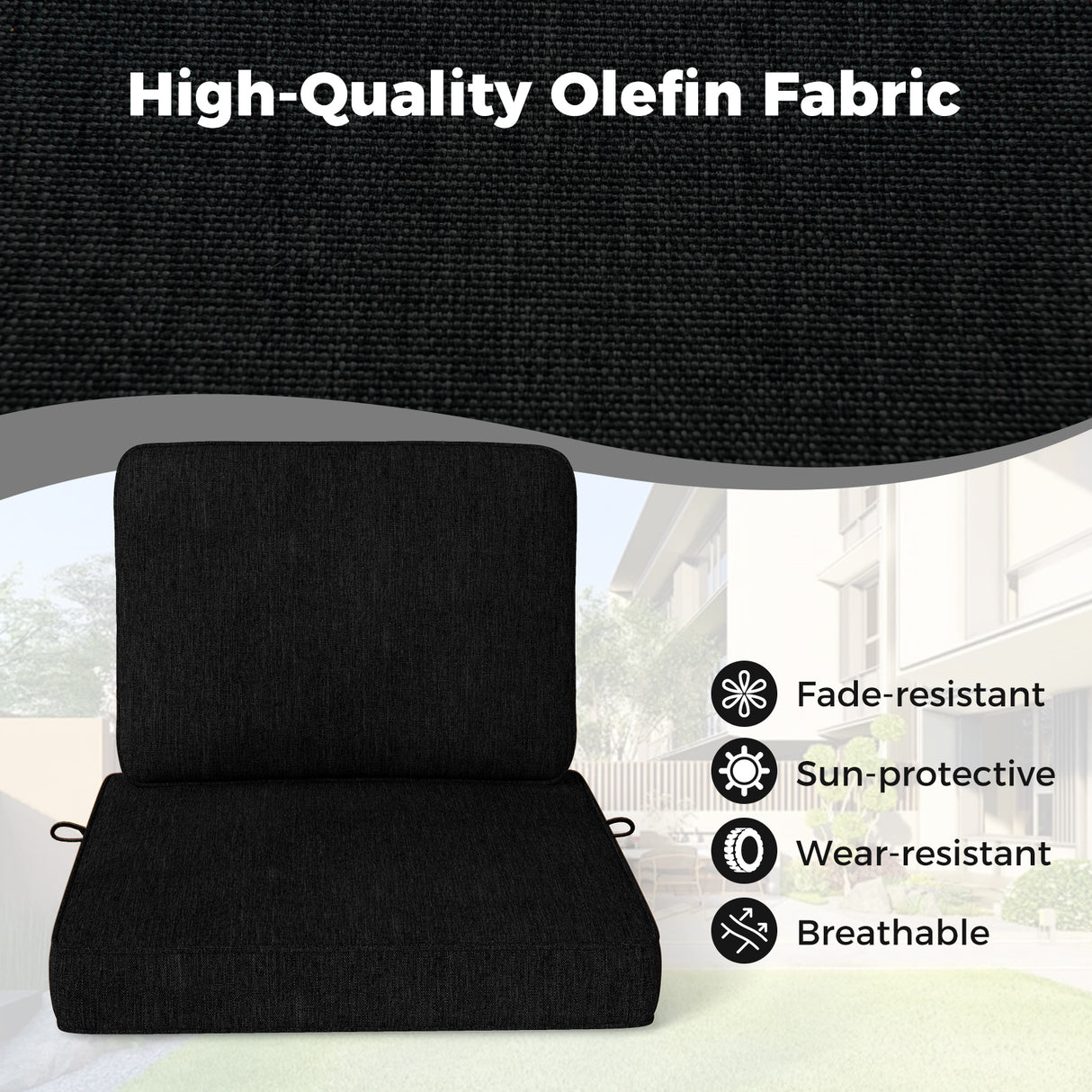 Set of 4 Outdoor Patio Cushion Set with Removable Covers