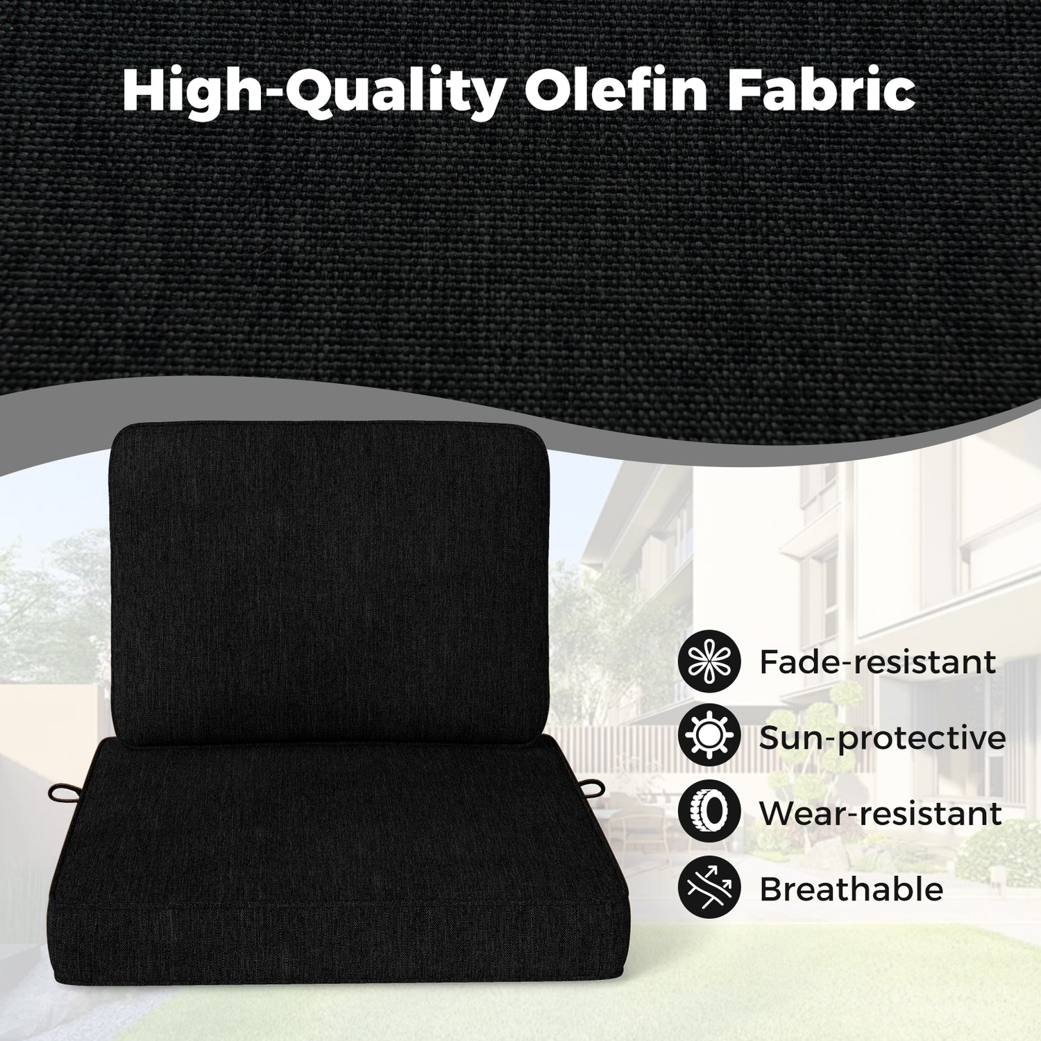 Set of 4 Outdoor Patio Cushion Set with Removable Covers