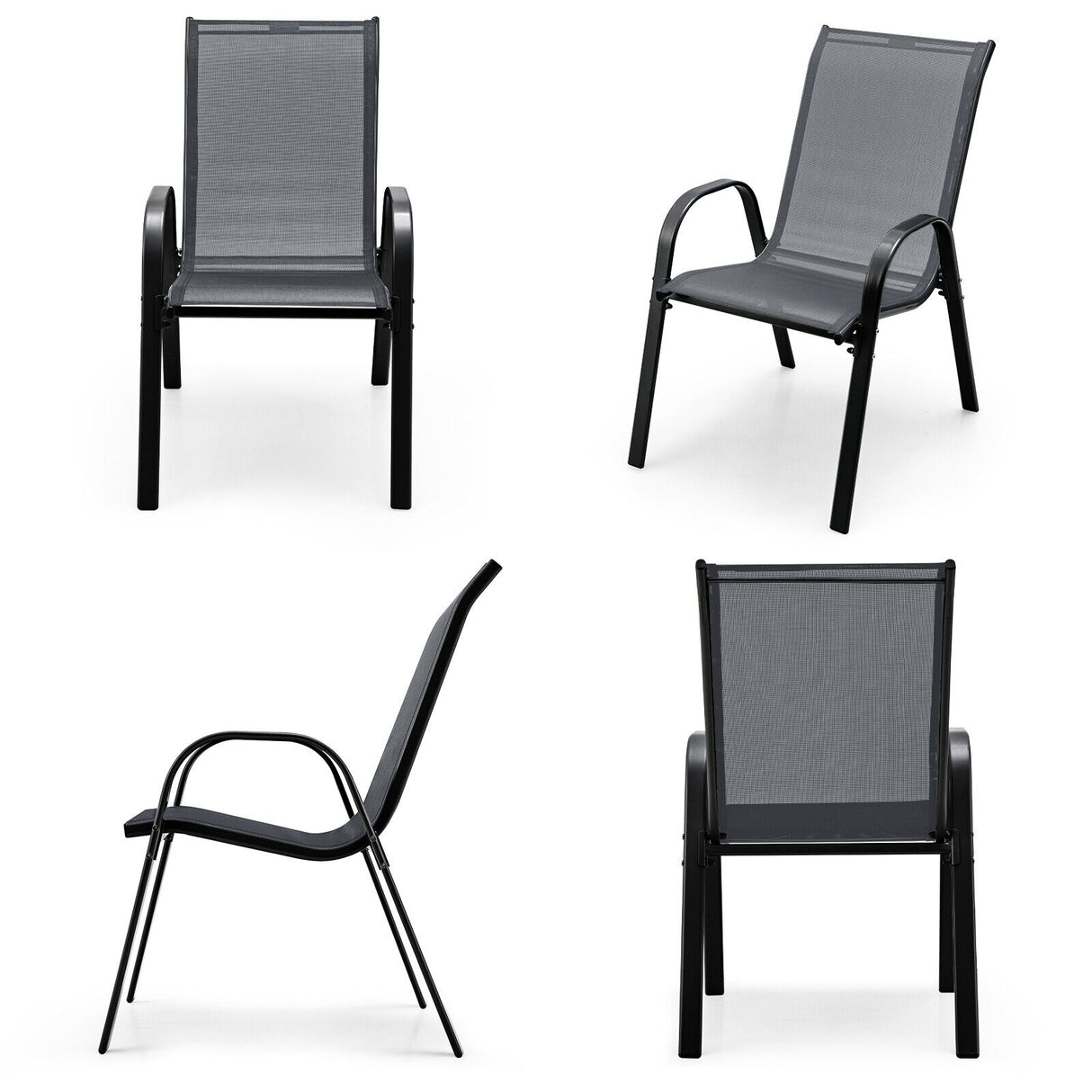 4 Pieces Stackable Patio Dining Chairs Set with Armrest