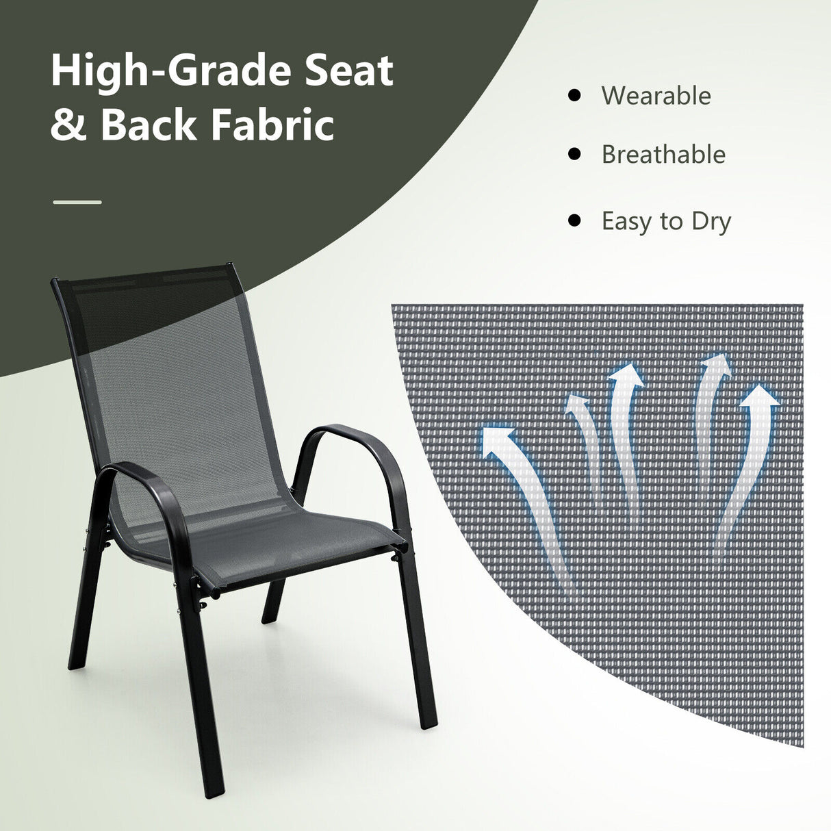 4 Pieces Stackable Patio Dining Chairs Set with Armrest