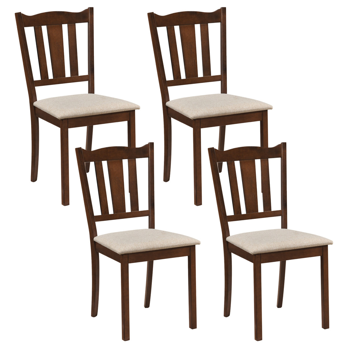 Set of 4 Wooden Dining Chair with Hollow Back and Soft-padded Cushion