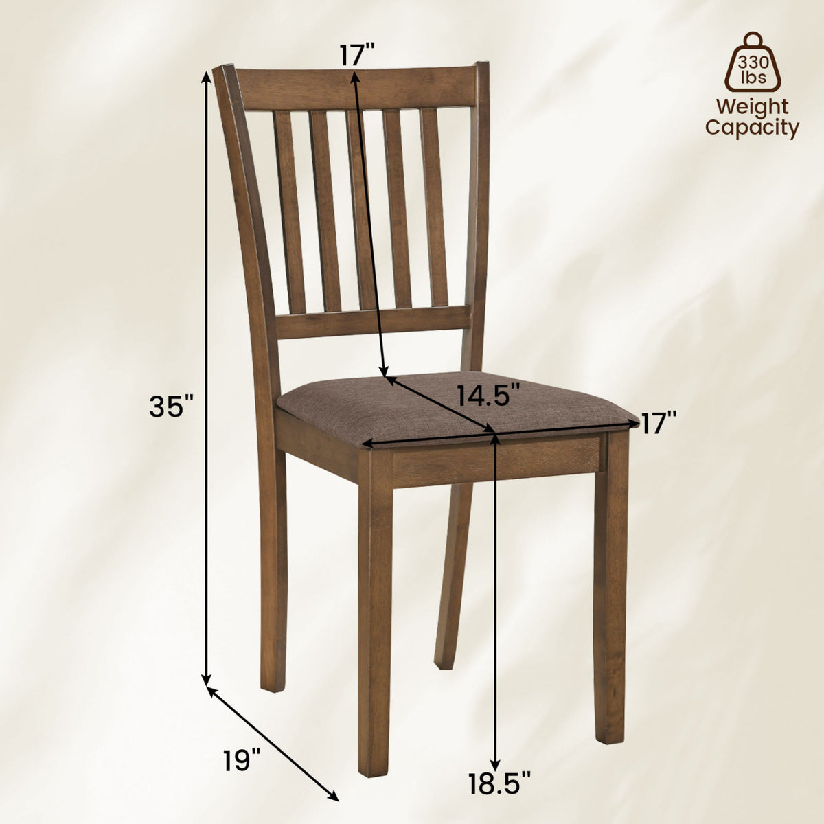 Set of 4 Wooden Upholstered Dining Chairs with Rubber Wood Frame