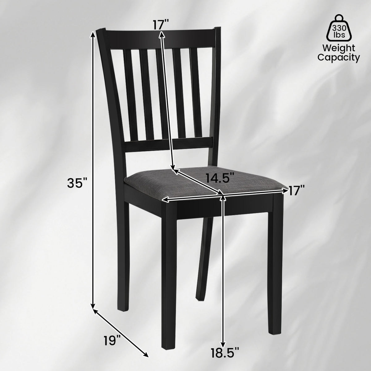 Set of 4 Wooden Upholstered Dining Chairs with Rubber Wood Frame