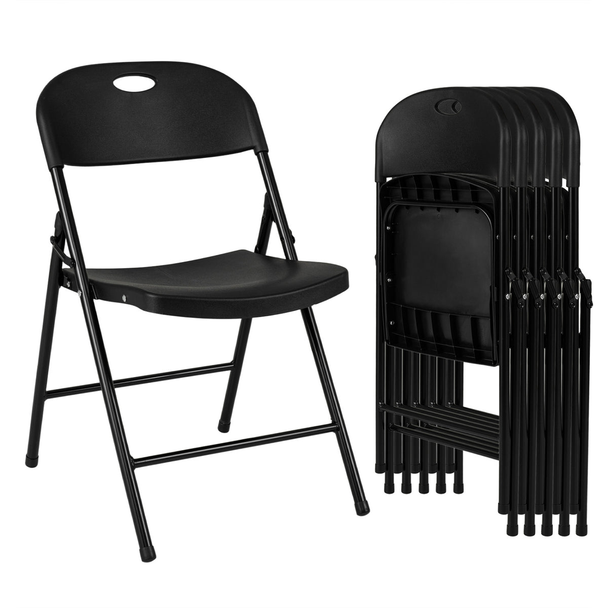 Set of 6 Foldable Plastic Chairs with Ergonomic Backrest