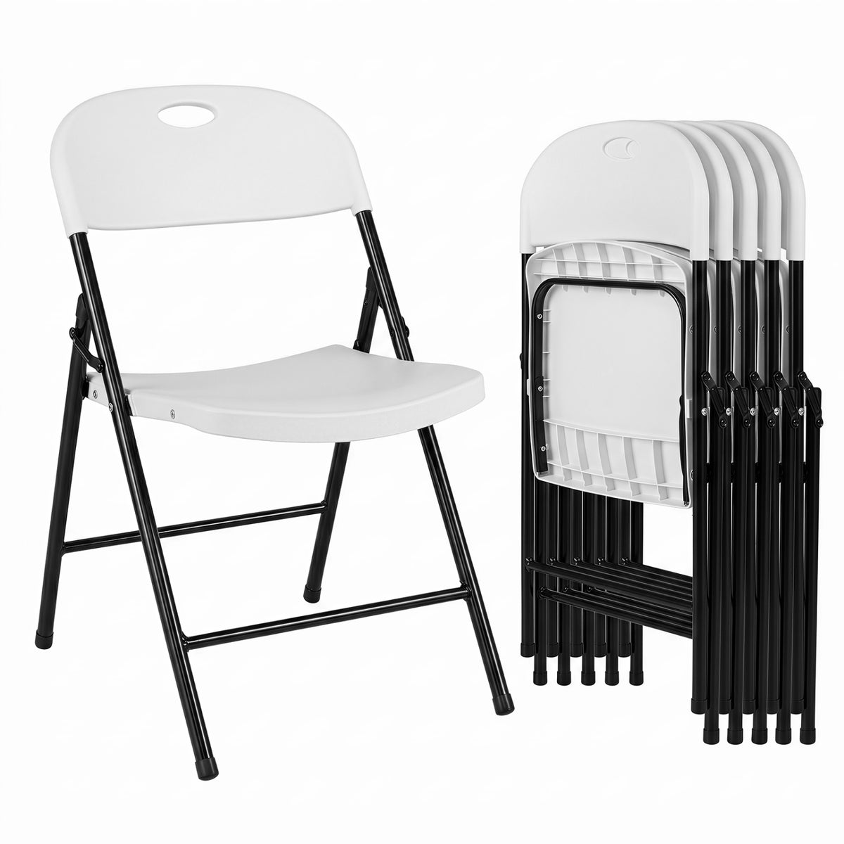 Set of 6 Foldable Plastic Chairs with Ergonomic Backrest