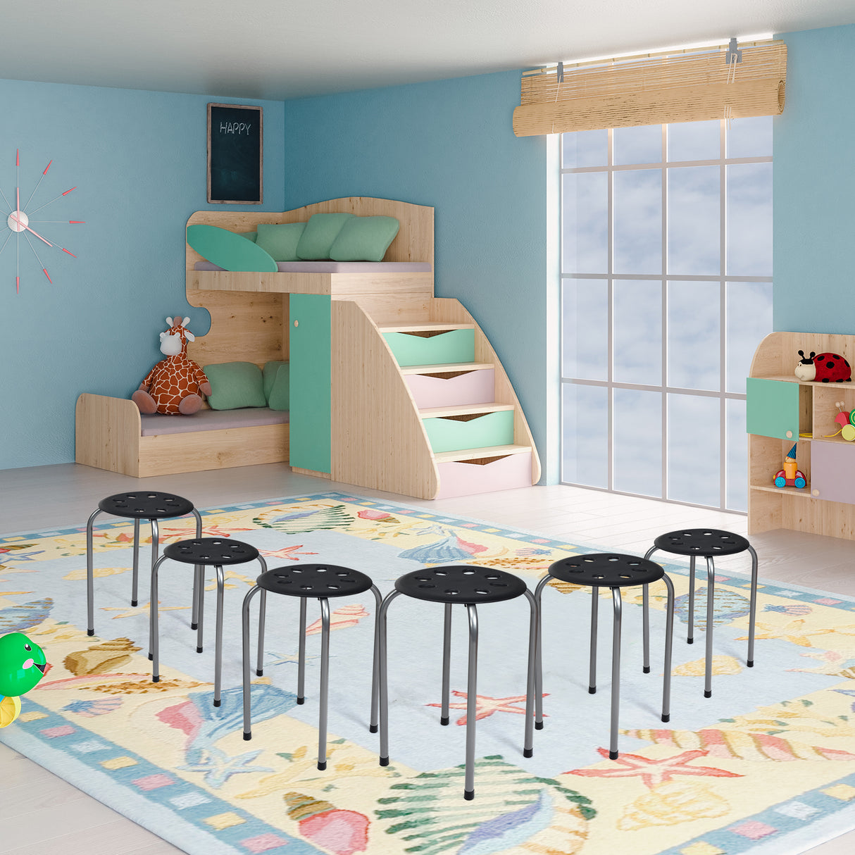 Set of 6 Portable Plastic Stack Stools