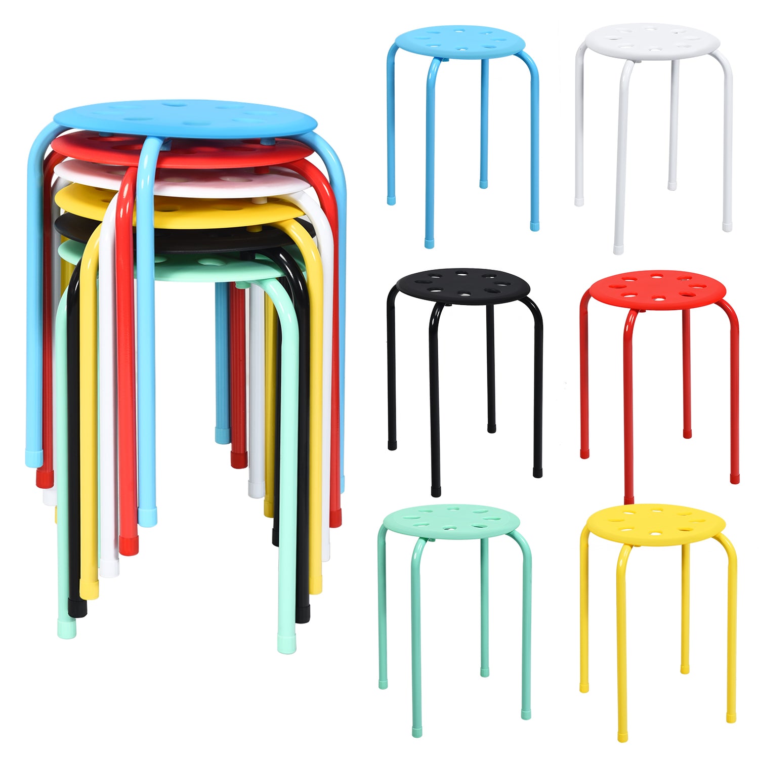 Set of 6 Portable Plastic Stack Stools
