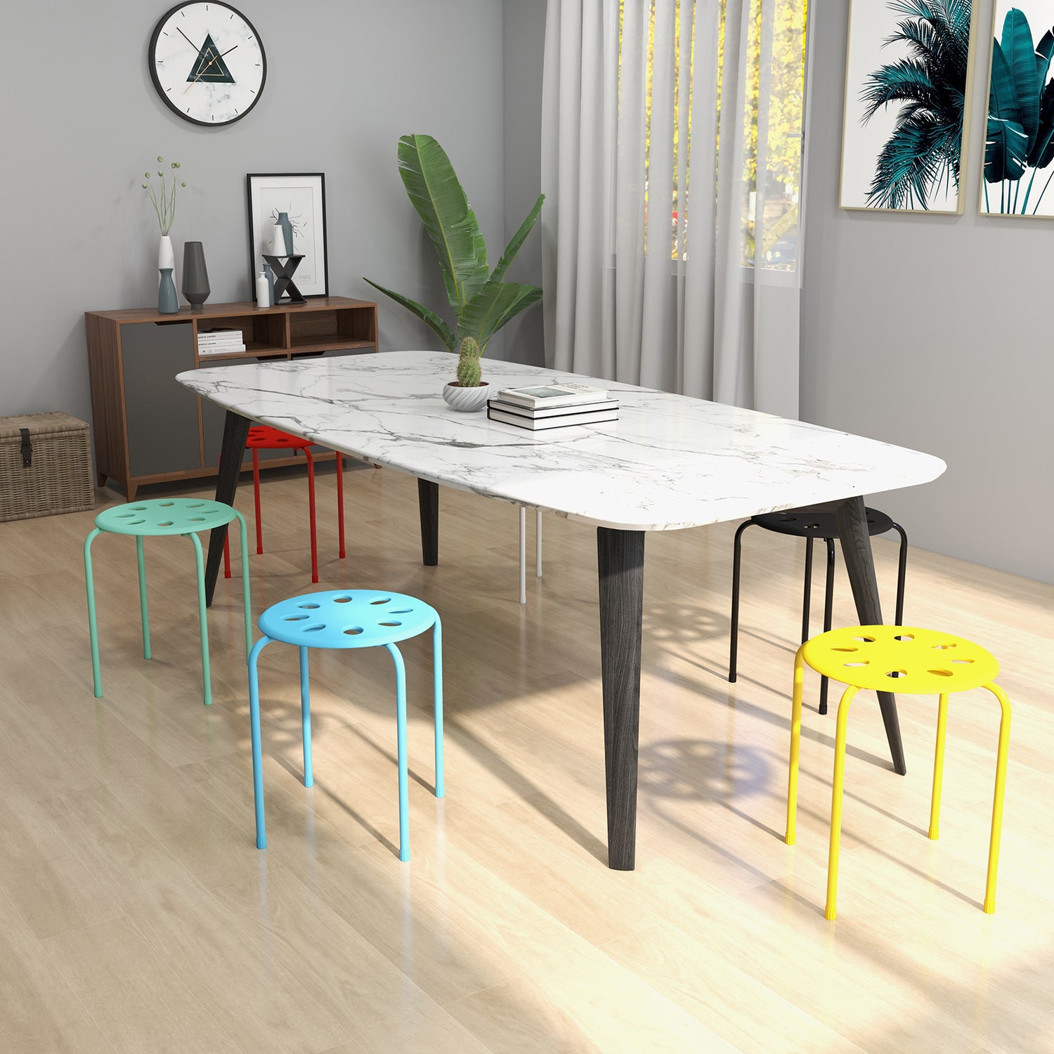 Set of 6 Portable Plastic Stack Stools