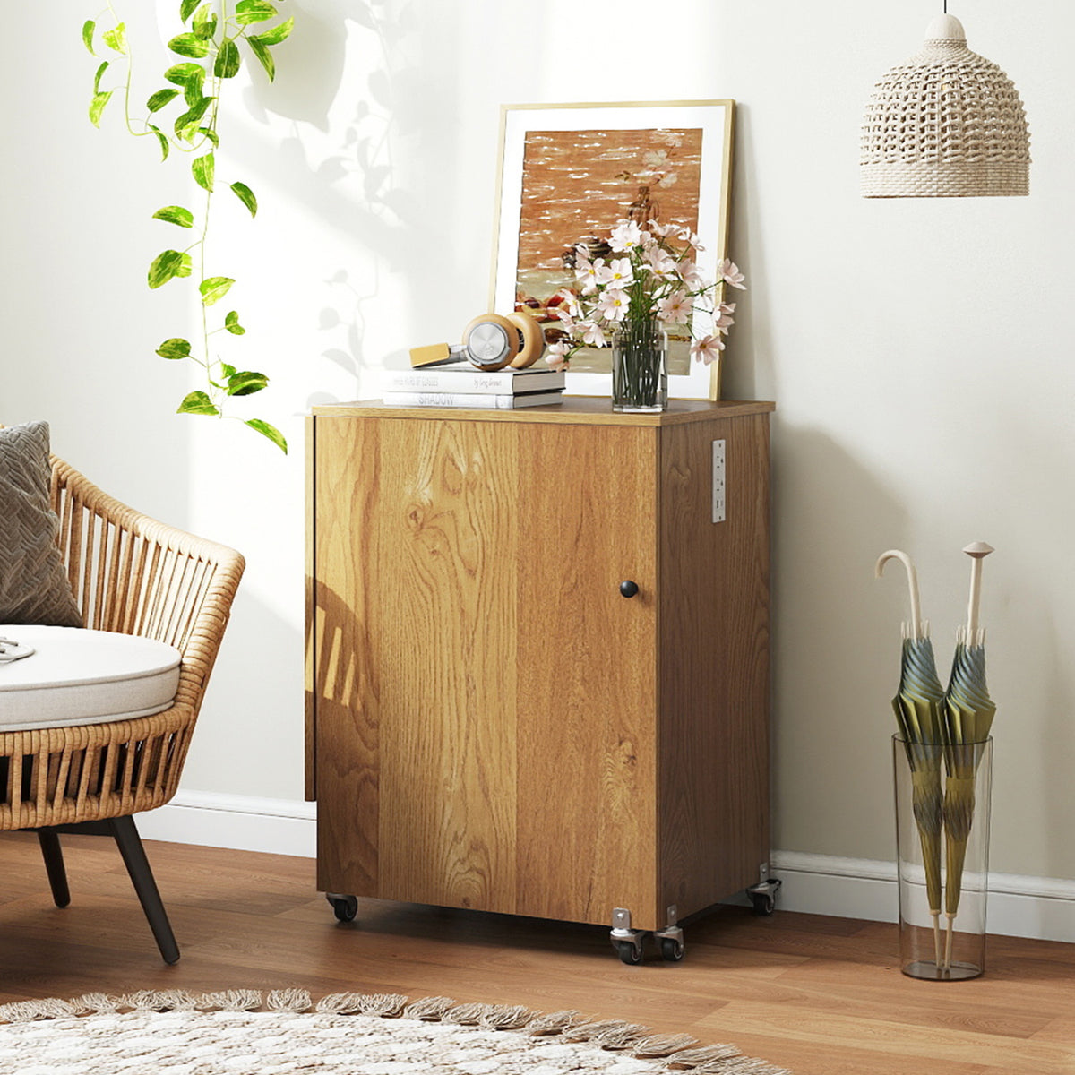Sewing Machine Table with Charging Station and Lockable Casters