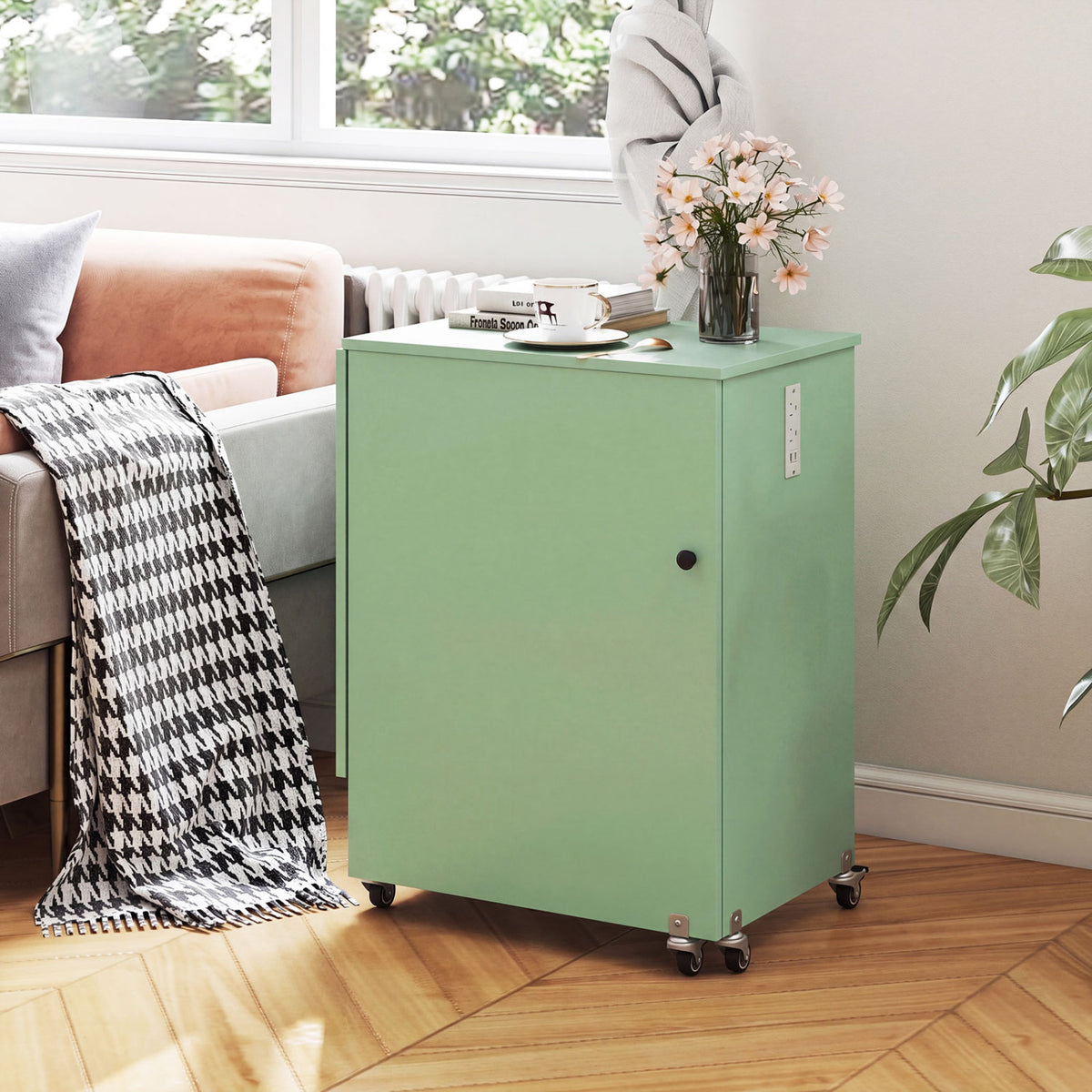 Sewing Machine Table with Charging Station and Lockable Casters