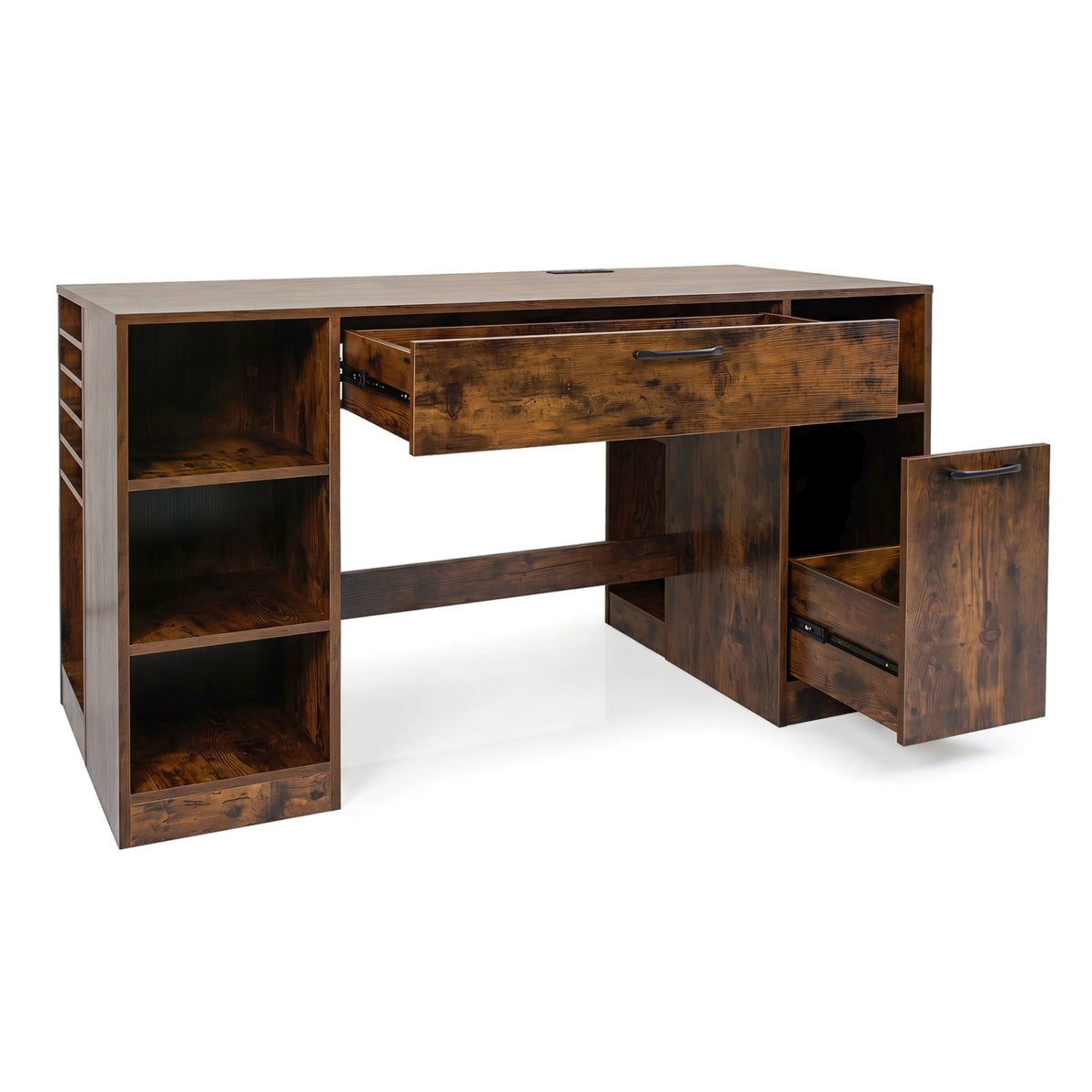 Sewing Table with Power Outlets Craft Station Desk with 2 Drawers Open Compartments