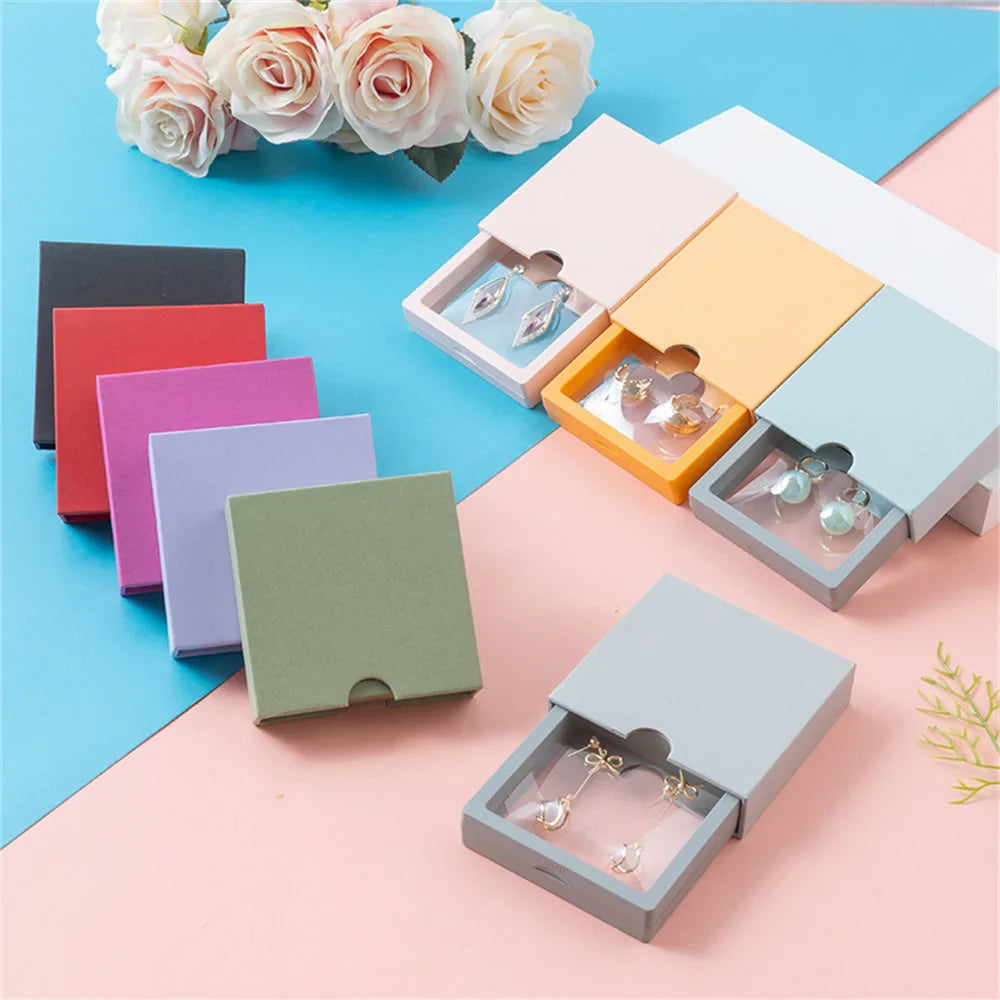 Drawer Jewelry Packaging Box Nail Earrings Necklace Ring Storage PE Film Suspension Anti-oxidation Gift Box Jewelry Box Joyero