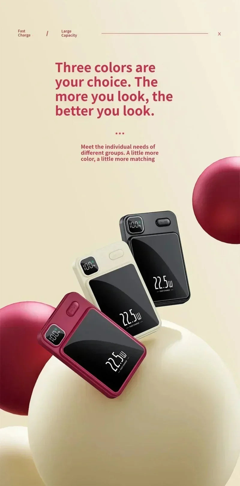 OnePlus 50000mAh Magnetic Wireless Charger Power Bank External Battery Fast Charging PowerBank For Android iPhone 15 16 Xiaomi