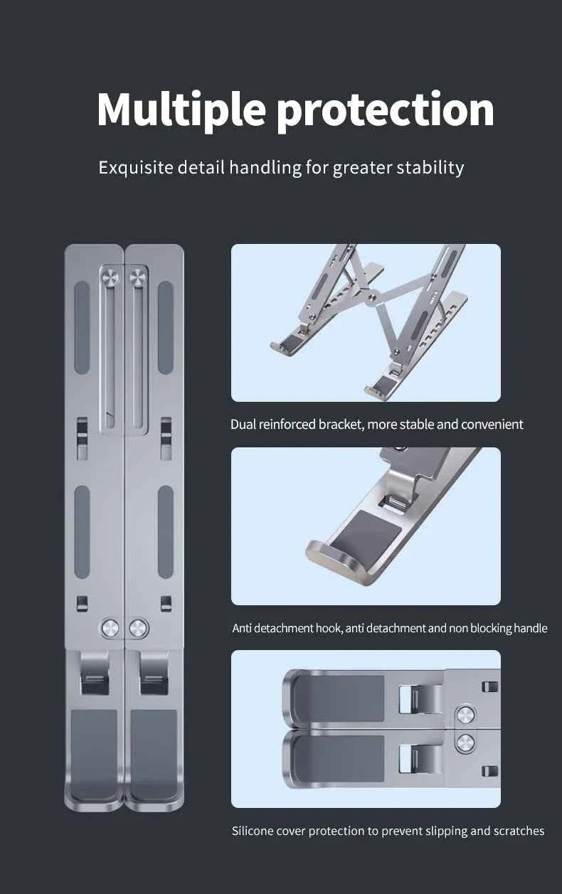Metal Portable Foldable Laptop Stand Adjustable Notebook Holder Aluminum AD028