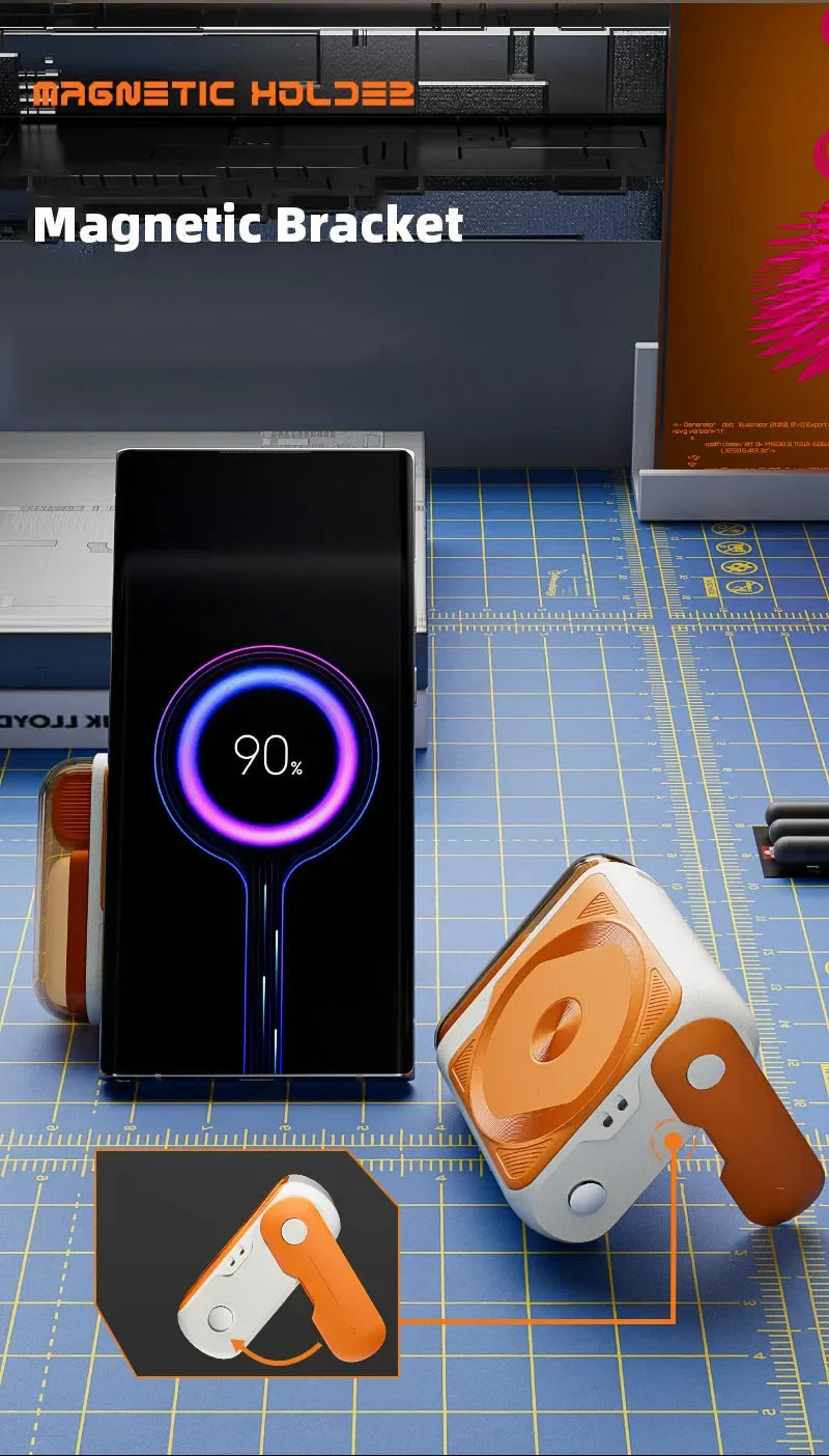 10000mAh Wireless Power Bank with Stand USB C Cable PD20W Fast Charging Magnetic External Spare Battery for IPhone Samsung Xiaom