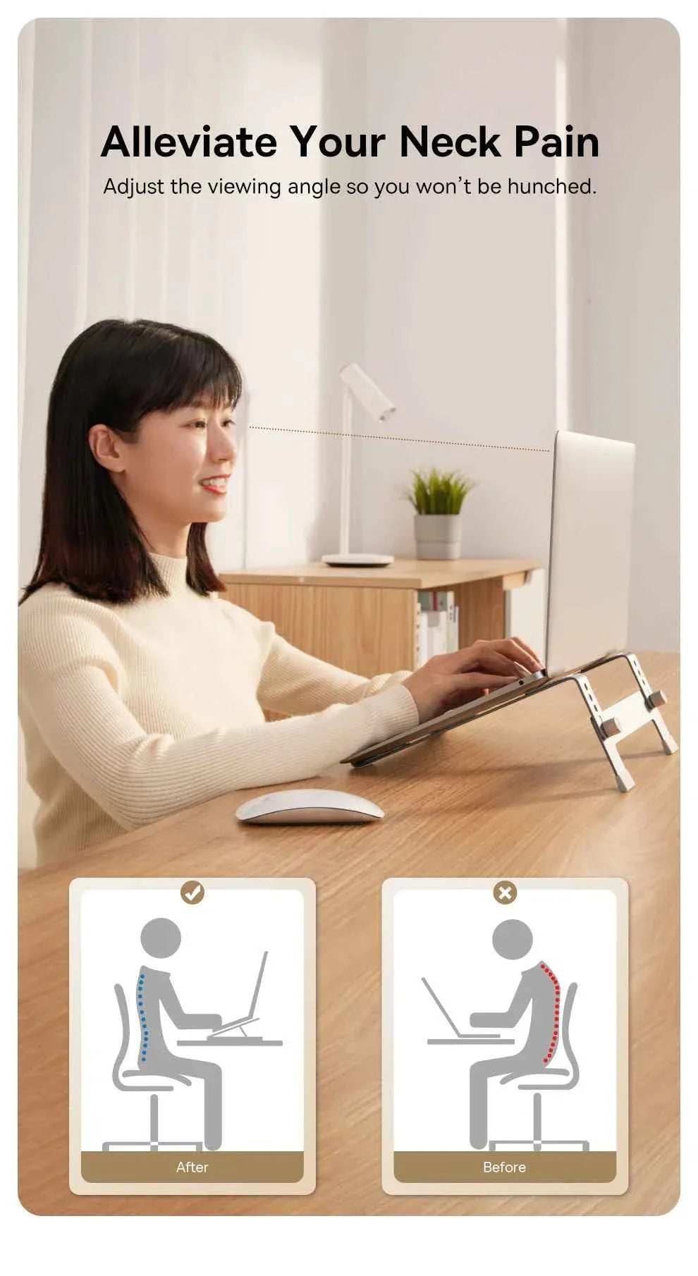 Baseus Laptop Stand Support for Notebook Aluminum Alloy 4 Gears Adjustable Vertical Stand For Macbook Air Pro 17'' Laptop Stand