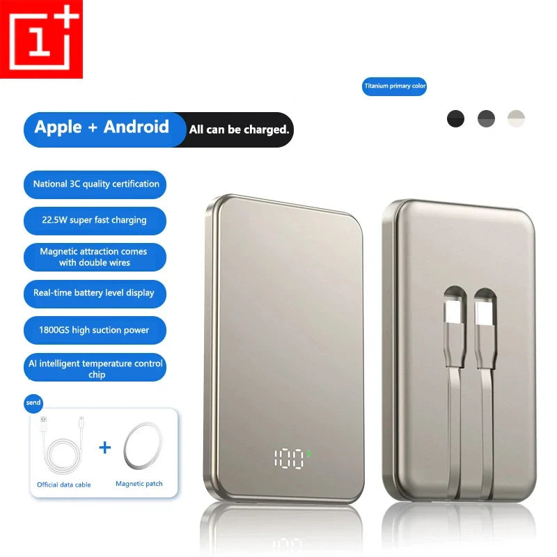 ONEPLUS 10000mAh Wireless Magnetic Power Bank Super Fast Charging Real Large Capacity Portable Battery Charger For iPhone Huawei