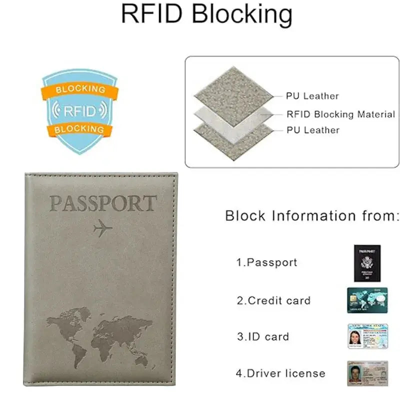 PU Passport Holder Map Pattern Ticket Passport Covers Travel Passport Protective Cover ID Credit Card Holder Travel Accessories