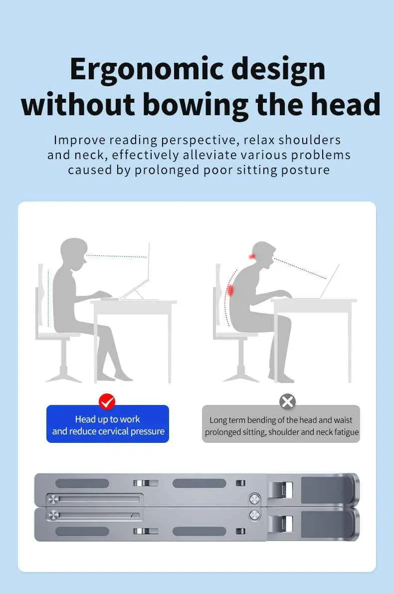 Metal Portable Foldable Laptop Stand Adjustable Notebook Holder Aluminum AD028