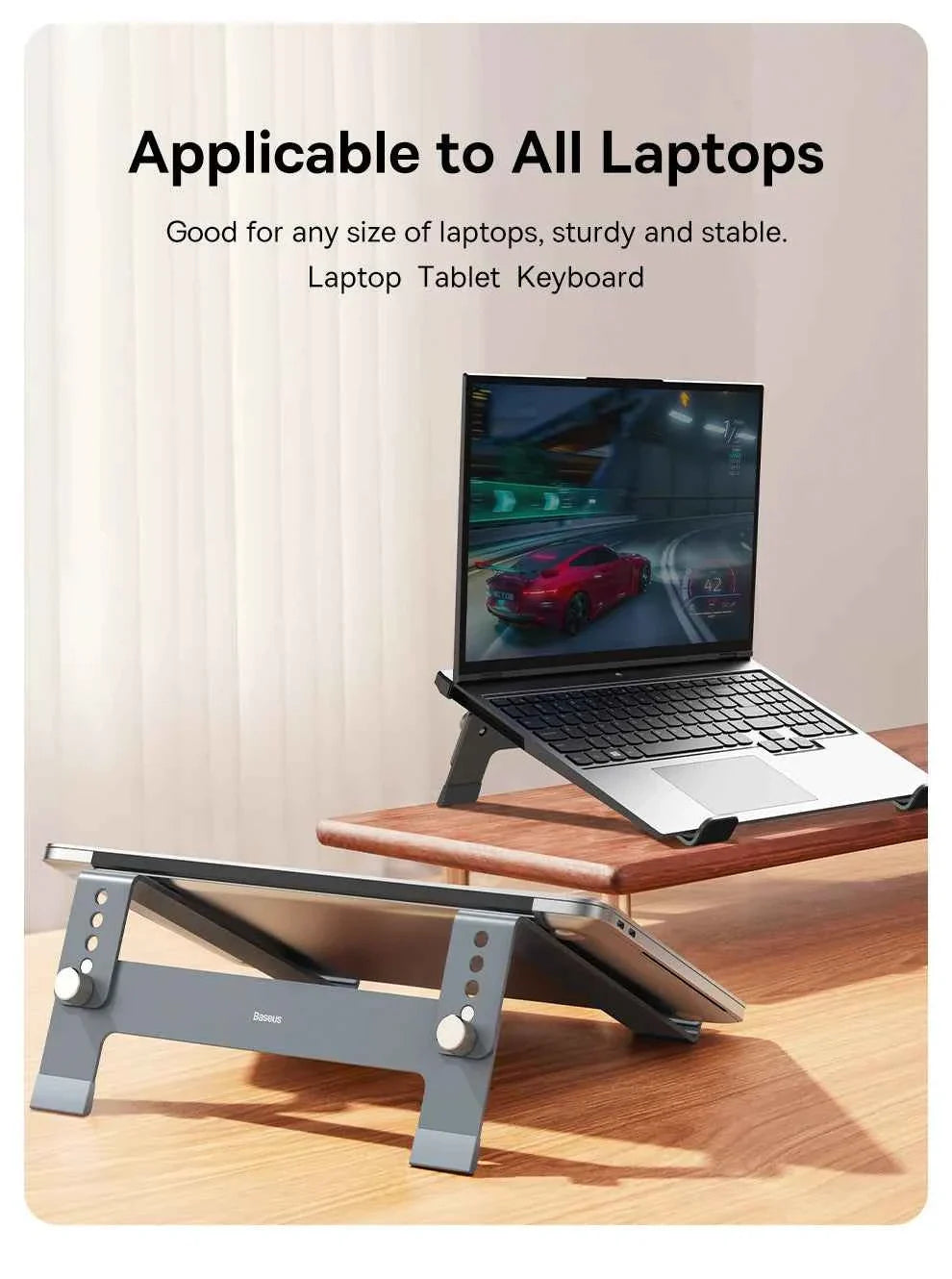 Baseus Laptop Stand Support for Notebook Aluminum Alloy 4 Gears Adjustable Vertical Stand For Macbook Air Pro 17'' Laptop Stand