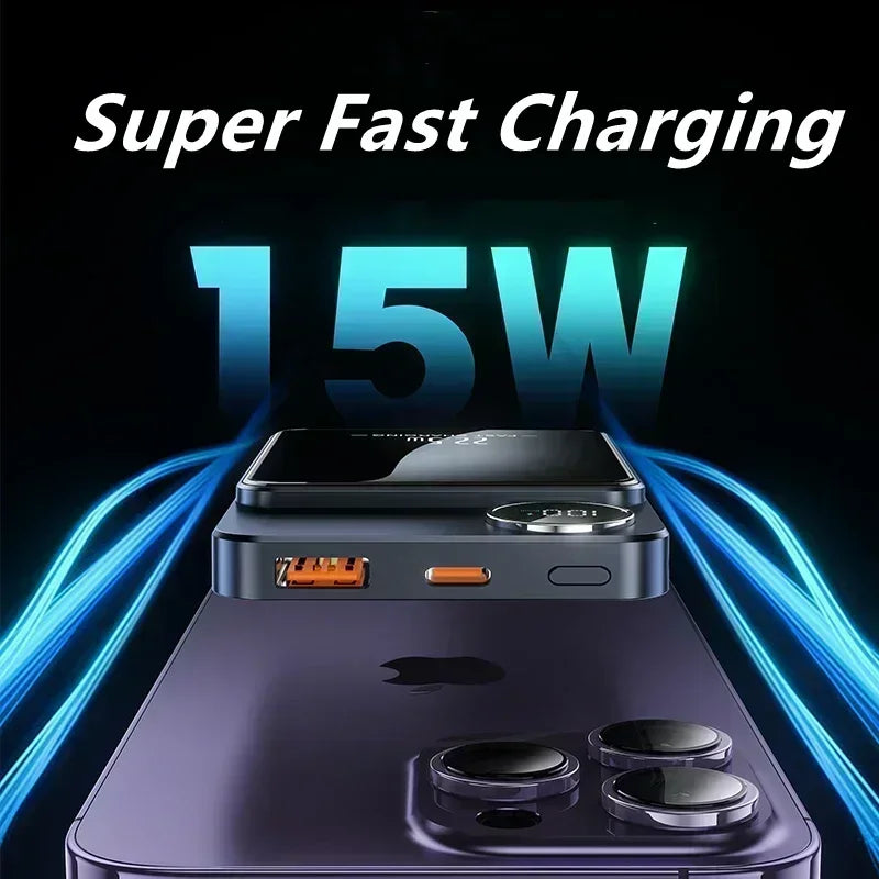 30000mAh MagSafe Power Bank - 15W Magnetic Wireless Charger with PD Fast Charge for iPhone 15/14/13 (Qi-Certified for Android)