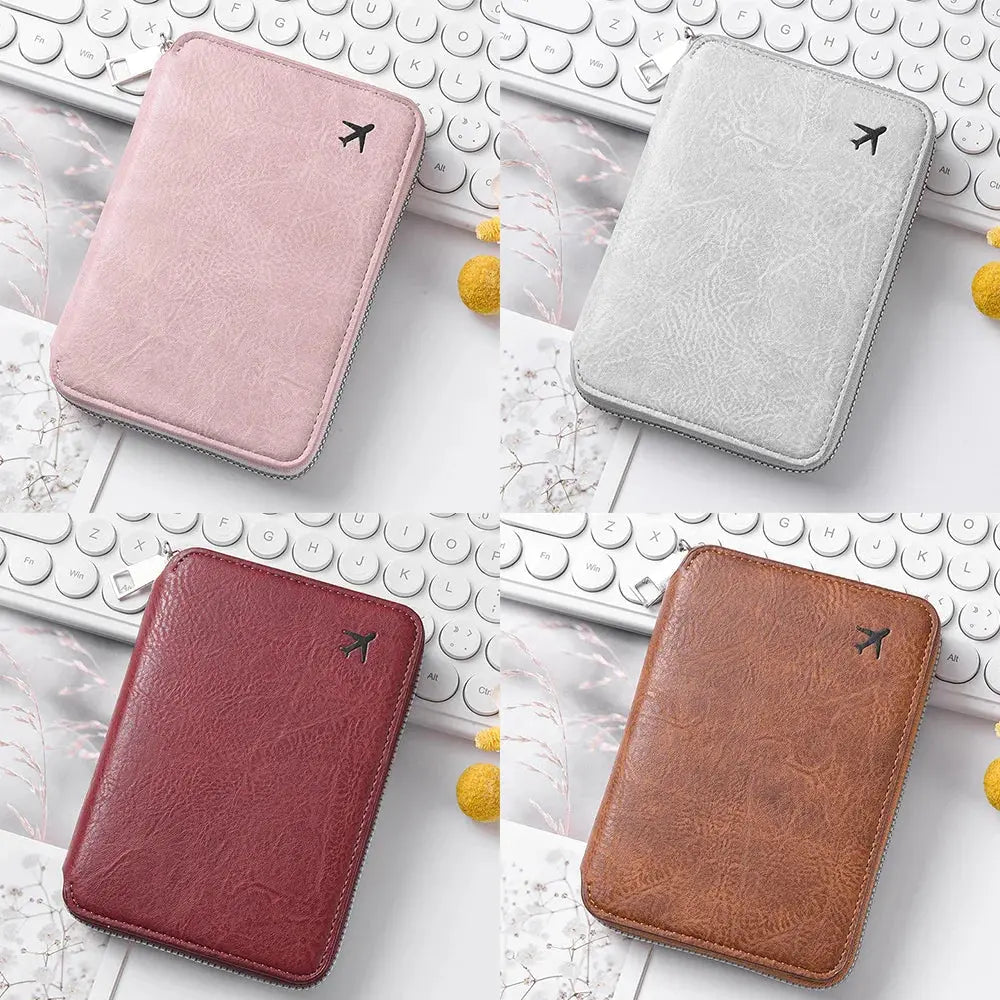 Zippered ID passport case, large capacity ticket organizer card case, travel passport holder A-DH