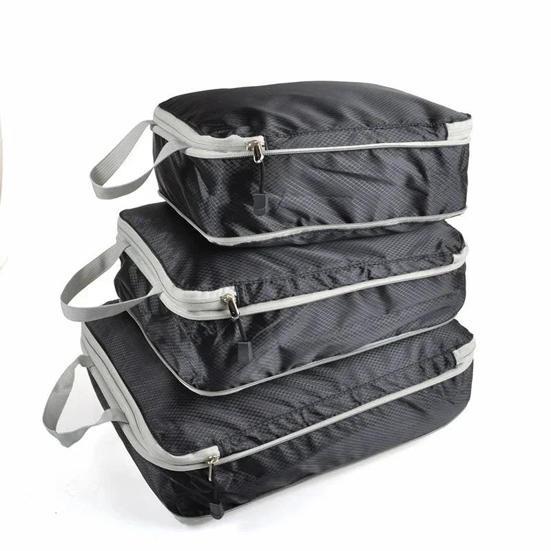 Travel Compression Packing Cubes Suitcase Luggage Organizer Set Zipper Foldable Storage Bag for Clothes Shoes Travel Accessories
