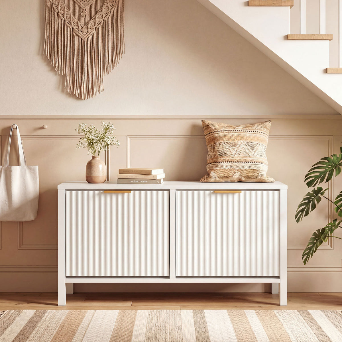 Shoe Storage Bench Narrow Wooden Entryway Bench with 2 Flip Drawers