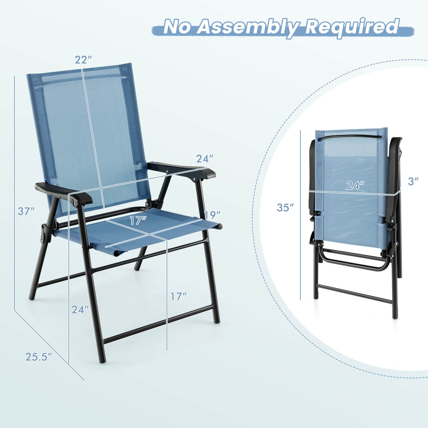 2 Set of Patio Dining Chair with Armrests and Metal Frame