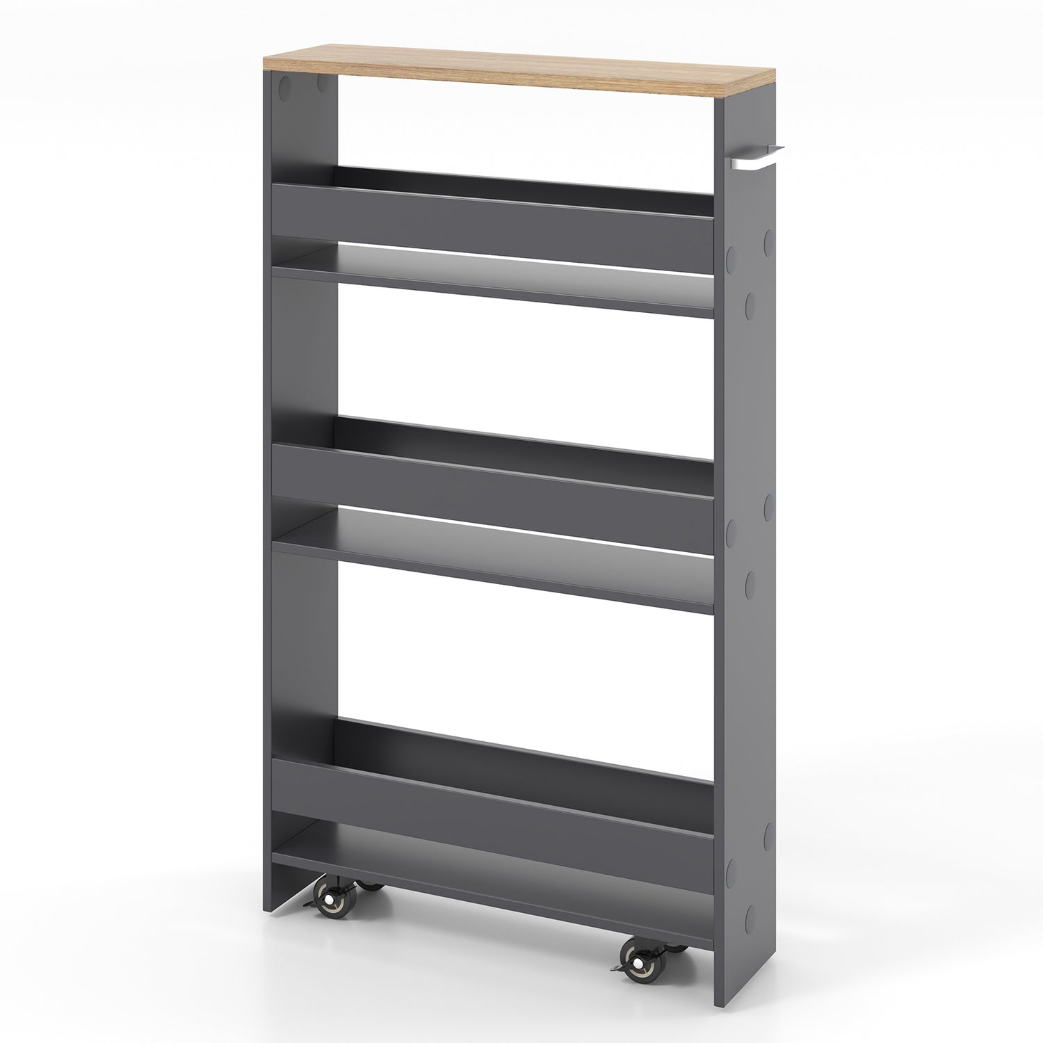 Narrow Mobile Serving Cart with Open Shelves for Kitchen Bathroom Living Room
