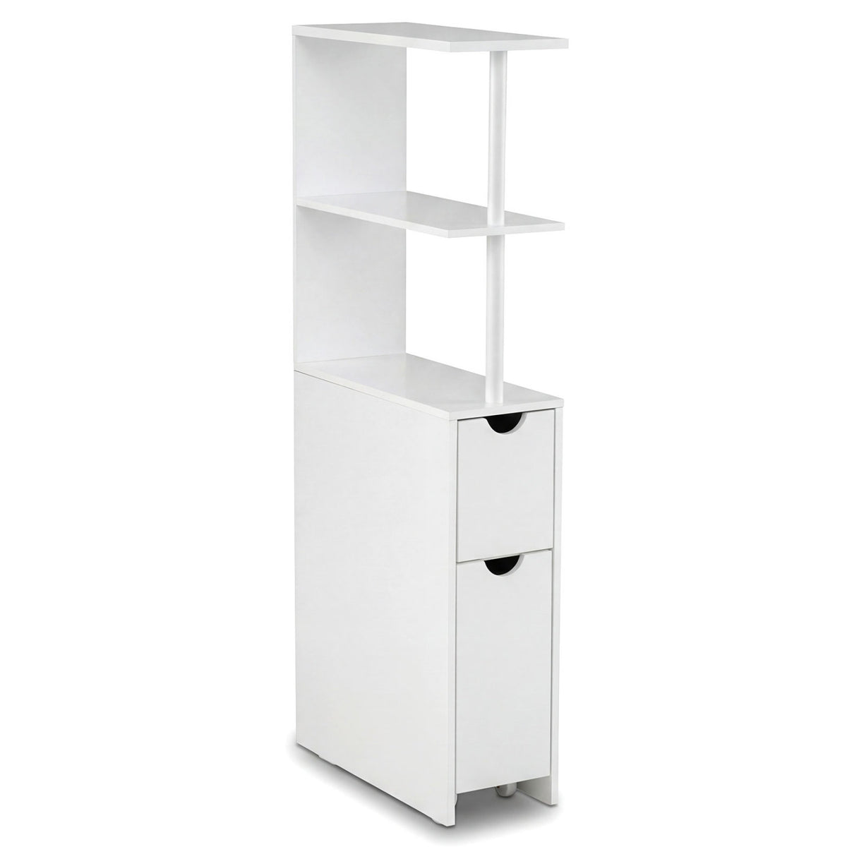 Slim Storage Freestanding Bathroom Cabinet with Open Shelves-White