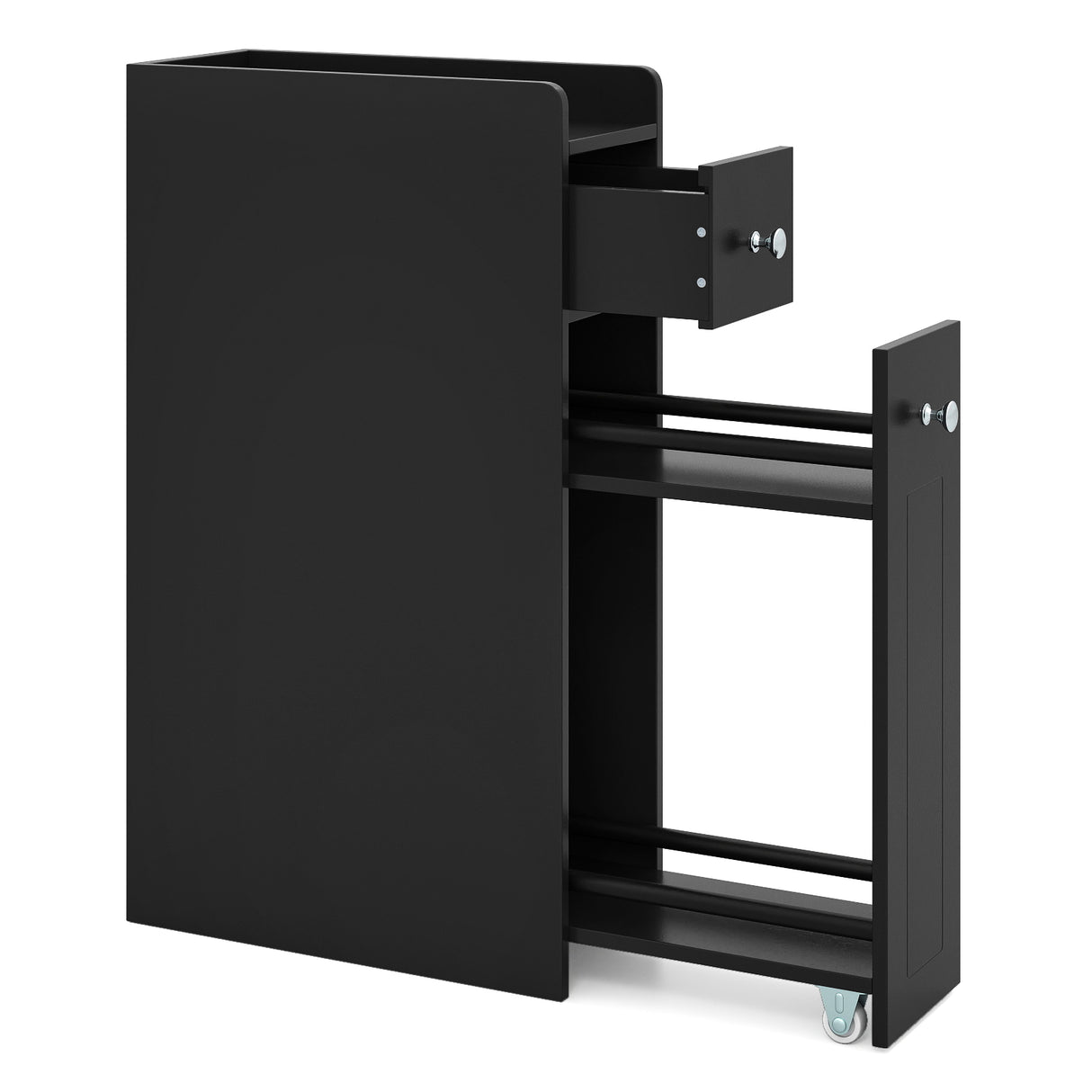 Small Bathroom Storage Cabinet 4-Tier Narrow Toilet Side Storage Cabinet with Slide Out Drawers on Casters