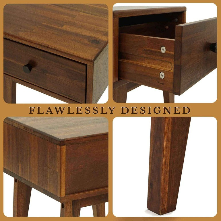 Acacia Sofia 1-Drawer Solid Wood Nightstand for Stylish Storage