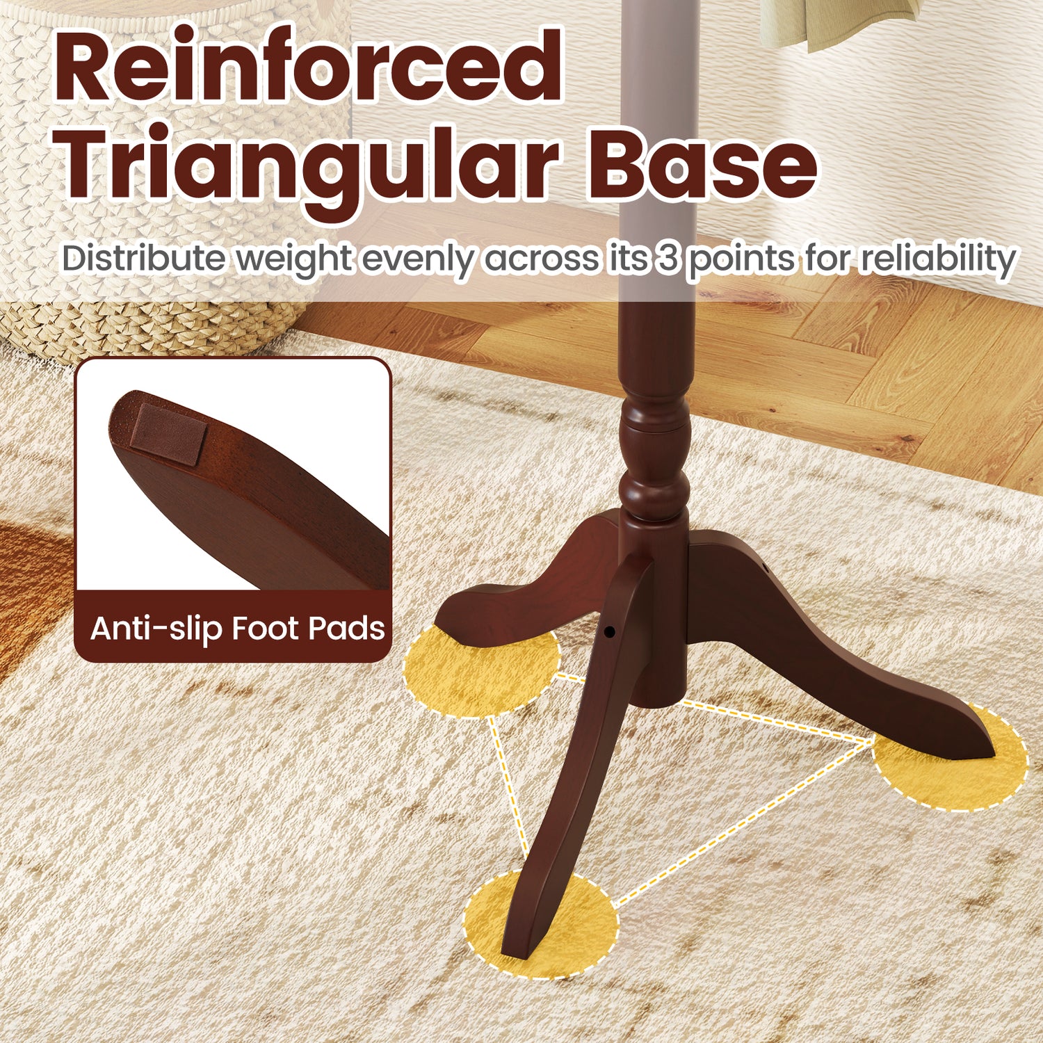Solid Wood Hall Tree with 11 Hooks and 3 Height Options for Entryway