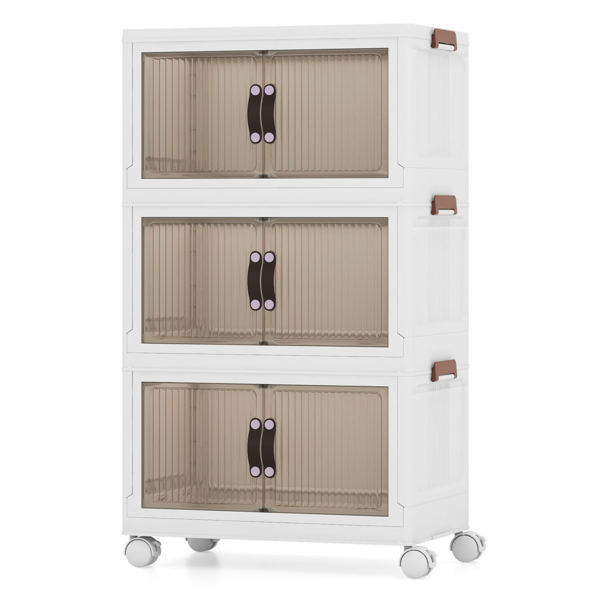 25.5/60 Gal Stackable Storage Boxes Bins with Magnetic Doors and Lockable Casters-M