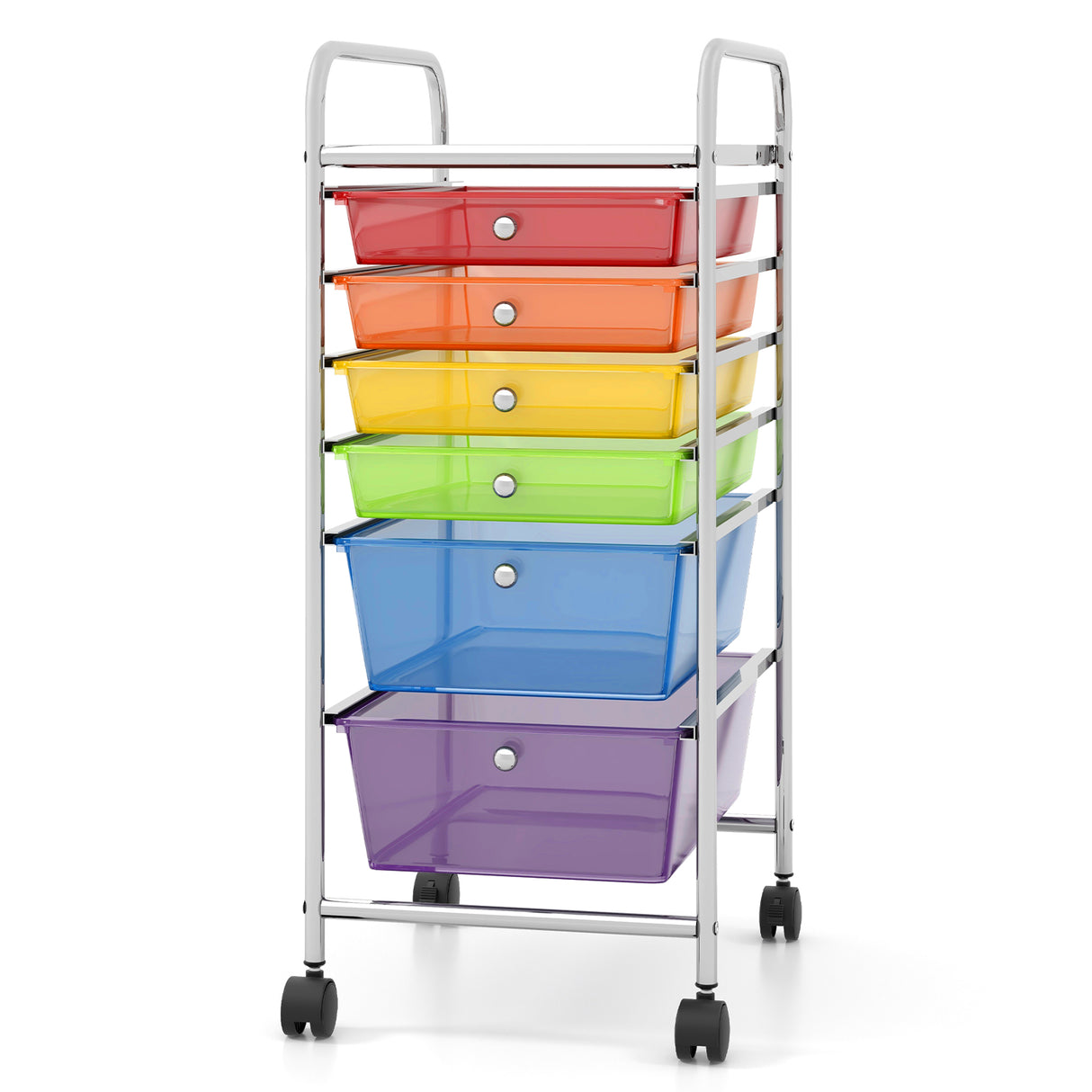 6 Drawers Rolling Storage Cart Organizer-Transparent