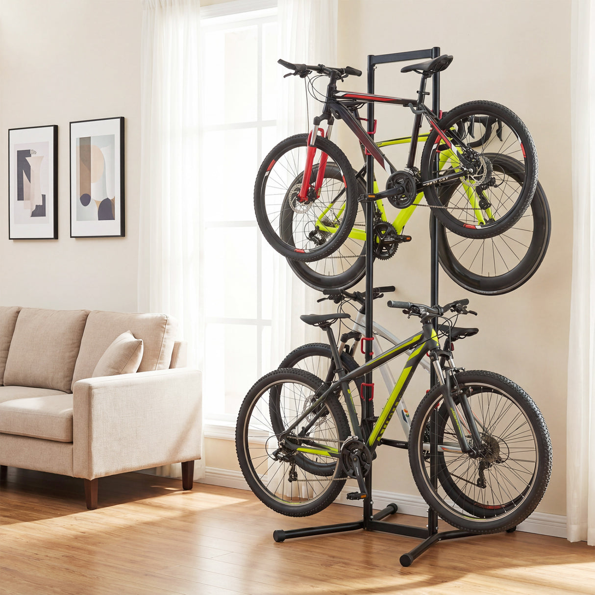 Adjustable Bike Storage Rack with Vertical Stand for 4 Bikes and Garage