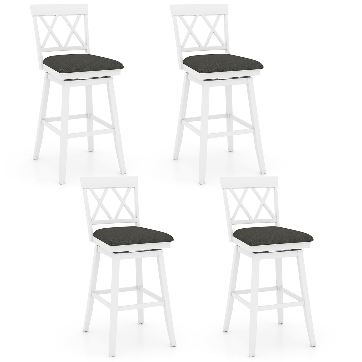 Swivel Bar Stools Set of 4 Counter Height Barstools with Backrest Upholstered Seat Cushion-24/Cushion-29 inches/Inches