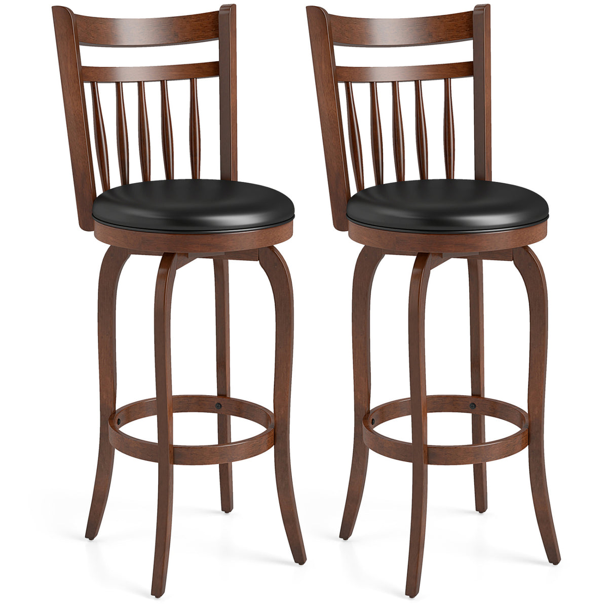Swivel Bar Stools Set of 2 Counter Height Faux Leather Upholstered Barstools-24/Barstools-29 Inches/Inhces