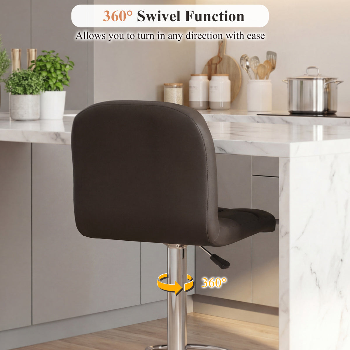 Swivel Bar Stools Set of 2 with Footrests and Metal Base
