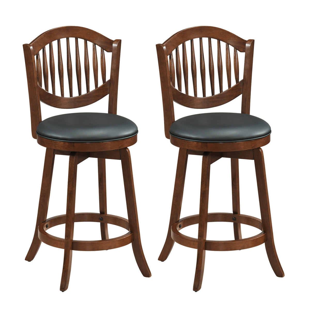 Swivel Bar Stools Set of 2 with Backrest and Wood Frame-30/Frame-25 Inches