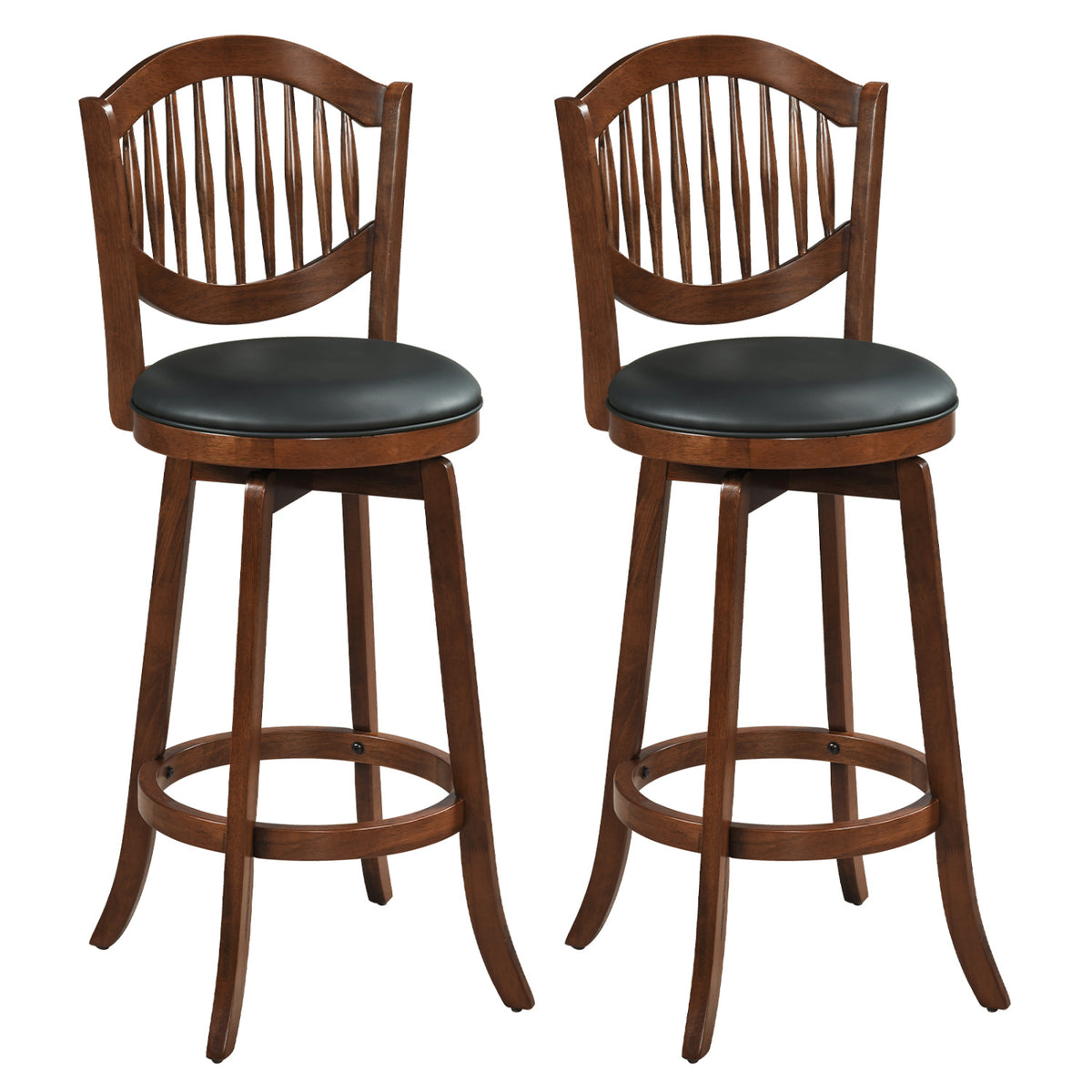 Swivel Bar Stools Set of 2 with Backrest and Wood Frame-30/Frame-25 Inches