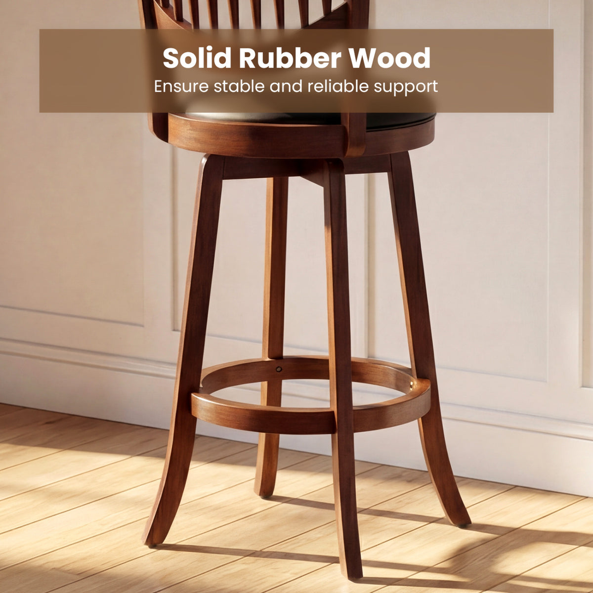 Swivel Bar Stools Set of 2 with Backrest and Wood Frame-30/Frame-25 Inches