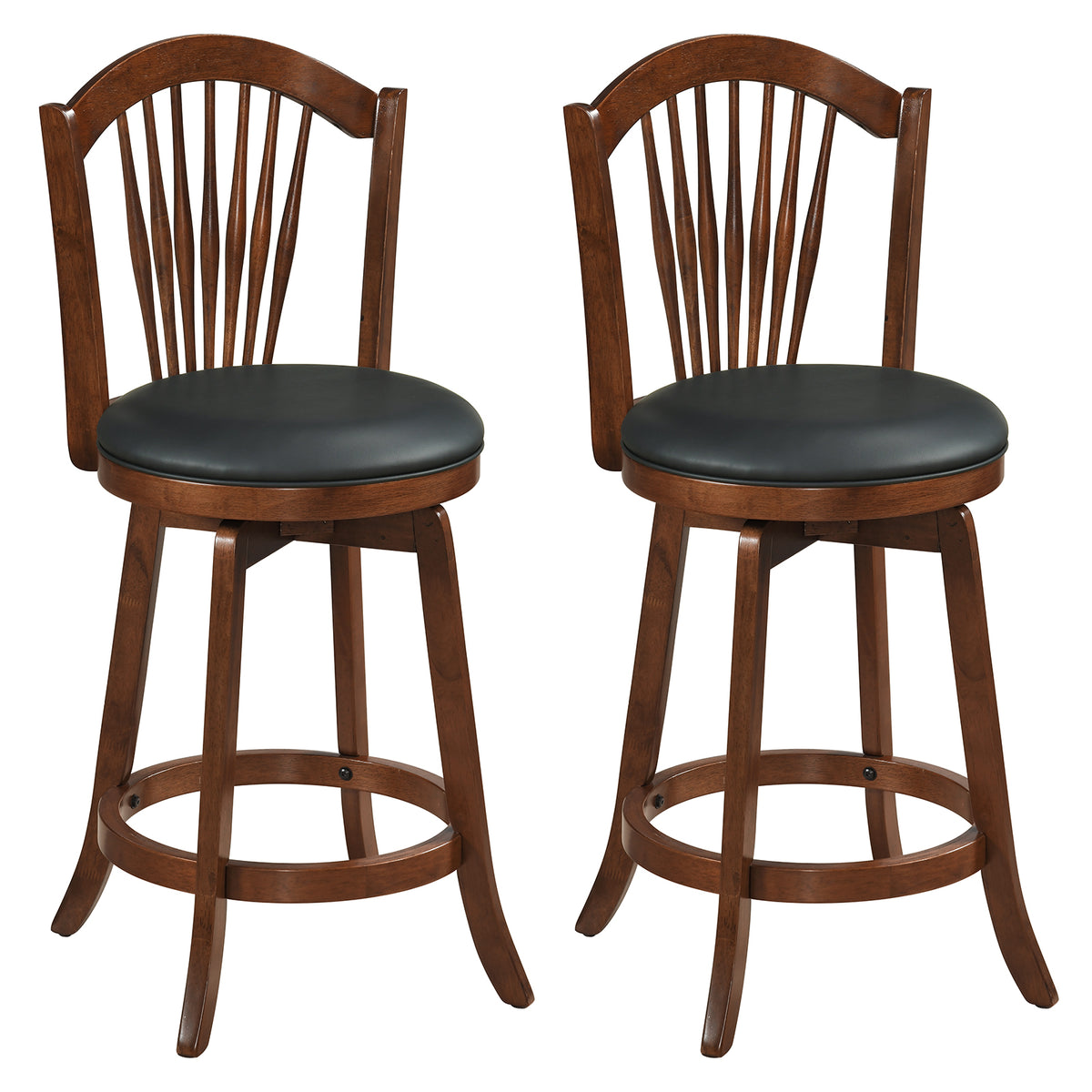 Swivel Bar Stools with Backrests and Wood Frame for Kitchen Island-29/Island-24 Inch